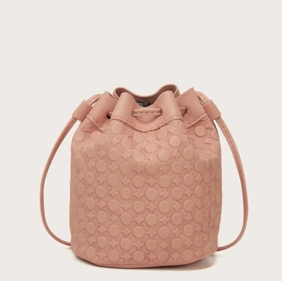 Tassel Textured Bucket Crossbody  Bag Pink - Picture 2 of 12